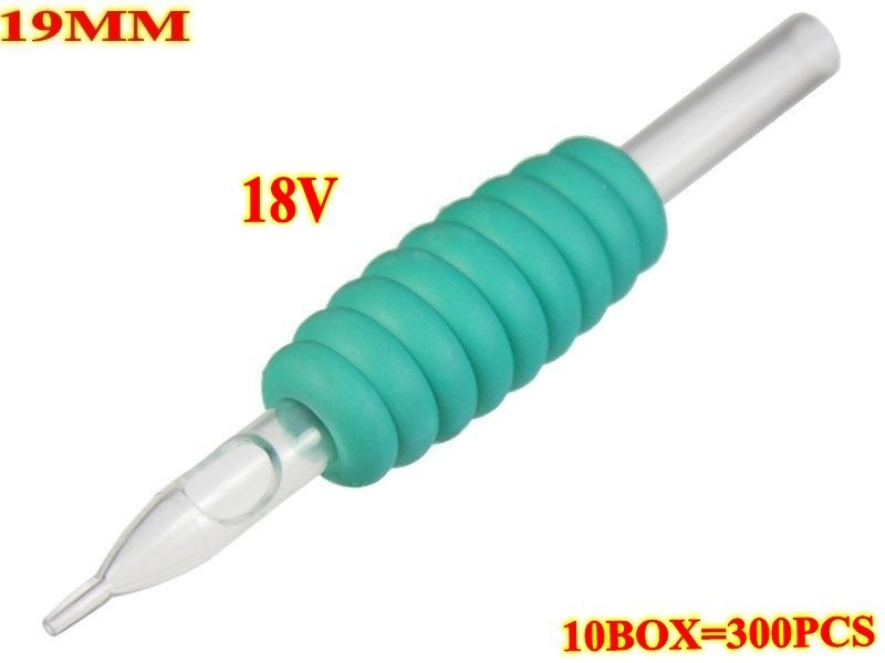 300pcs 18V 19MM Green disposable grips with clear tips