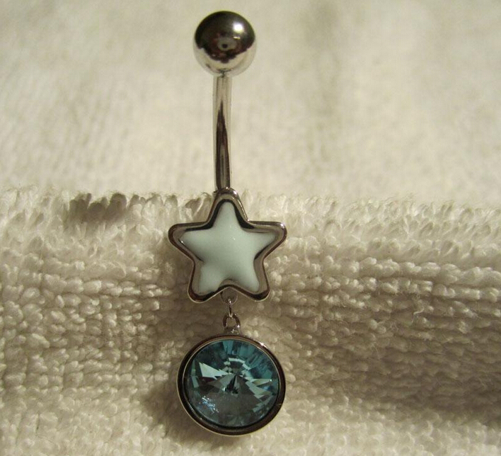 Navel Rings Clear Body Surgical Piercing Jewelry Steel Navel Ring Belly Button