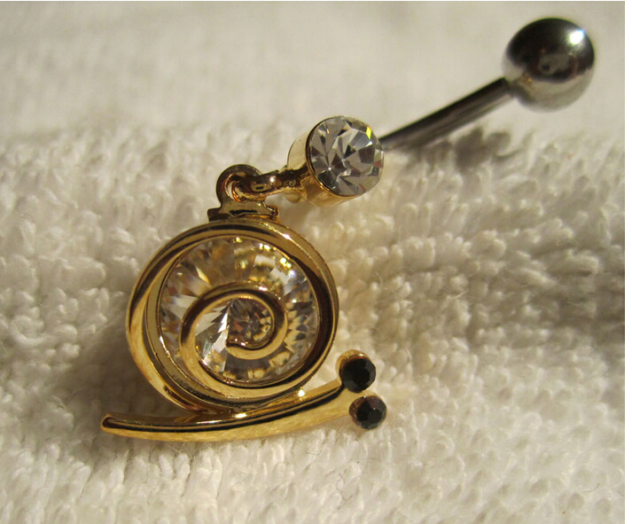 snail Navel Rings Clear Body Surgical Piercing Jewelry