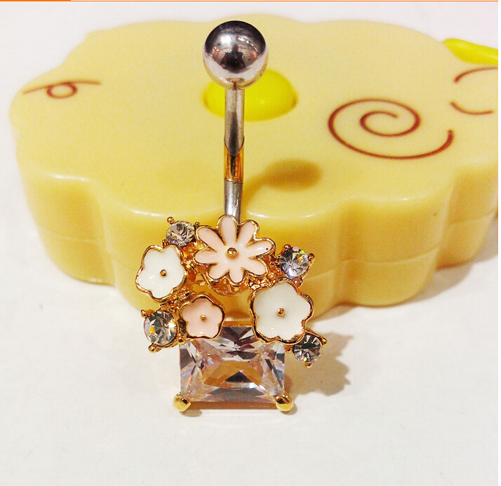 broken flower Navel Rings Clear Body Surgical Piercing Jewelry