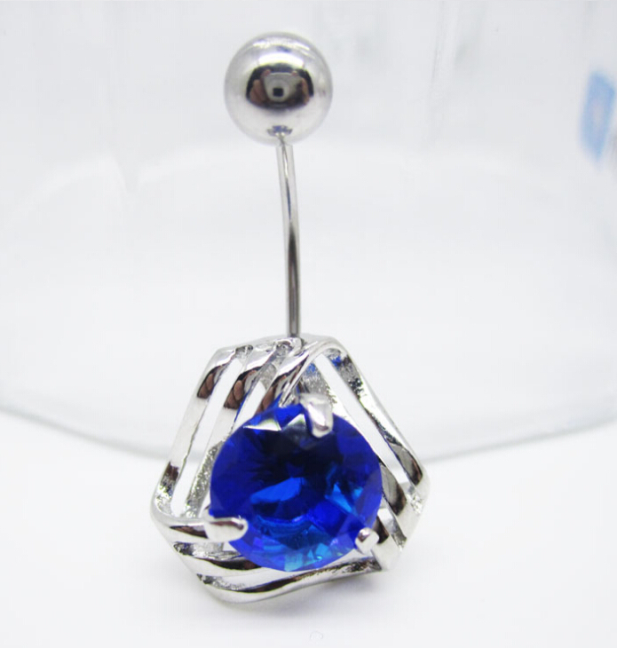 3pcs New Body Piercing Reverse Belly Ring Dangle Clear Navel Bar Body Jewelry Piercing