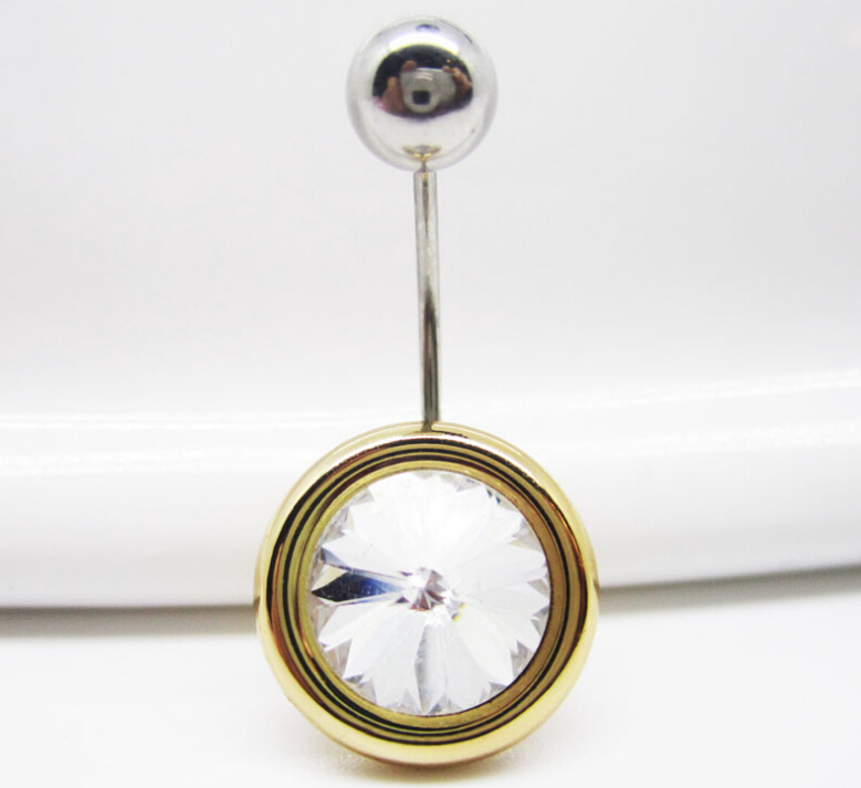 Pink Navel Rings Clear Body Surgical Piercing Jewelry