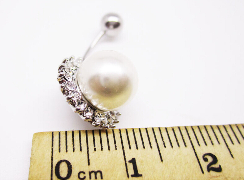 Pearl Navel Rings Clear Body Surgical Piercing Jewelry