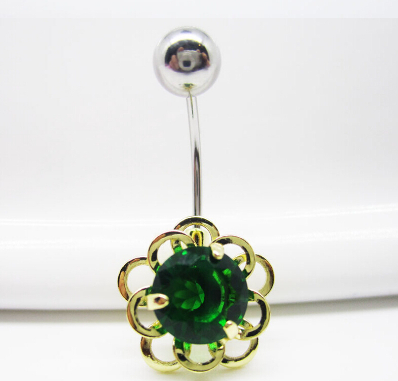 Flower Navel Rings Clear Body Surgical Piercing Jewelry