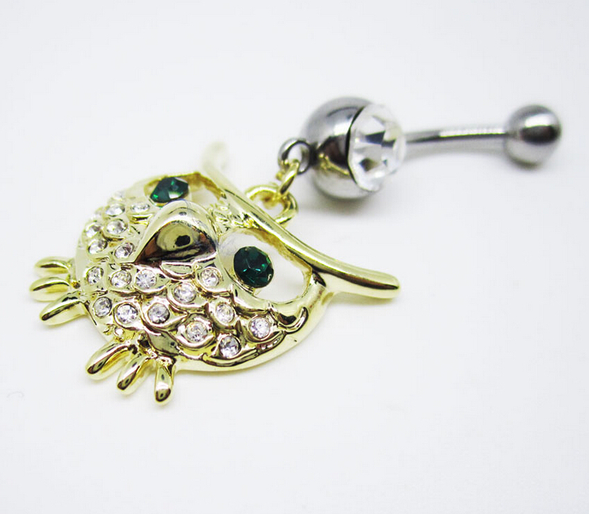 Owl Navel Rings Clear Body Surgical Piercing Jewelry