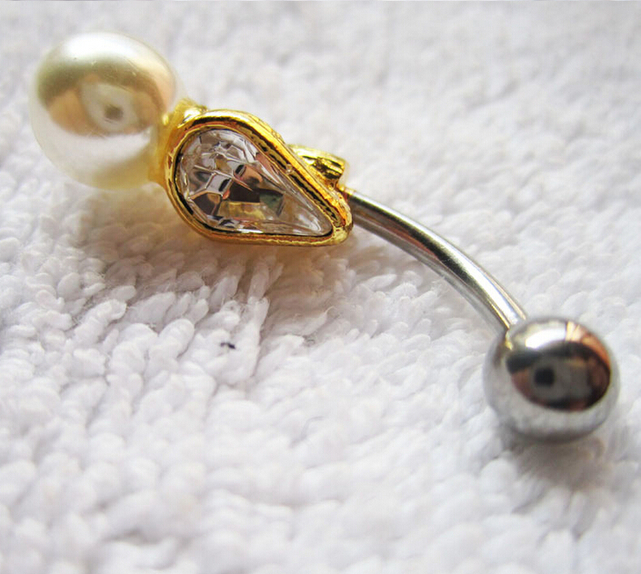 Navel Rings Clear Body Surgical Piercing Jewelry Steel Navel Ring Belly Button