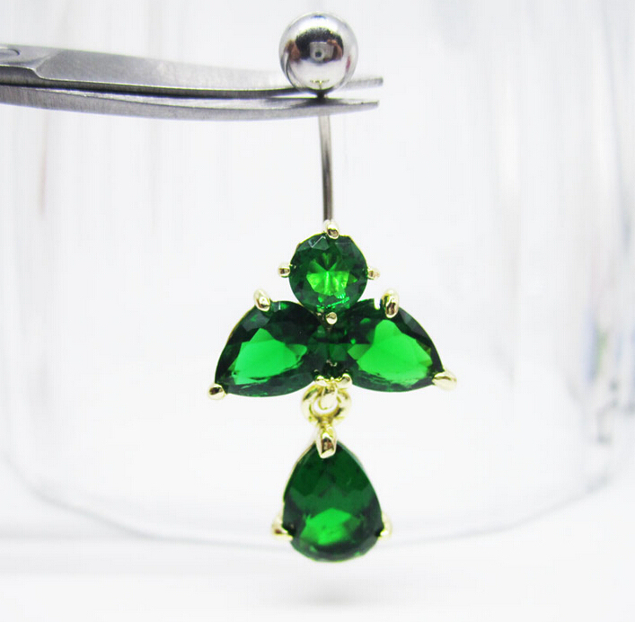 zircon Navel Rings Clear Body Surgical Piercing Jewelry Steel Navel Ring Belly Button Bar Star New
