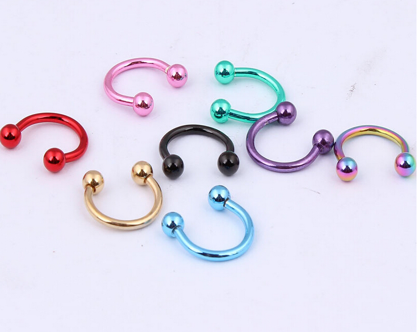 2pcsC rod wear sexy classic Hot Stainless Steel Nose Open Hoop Ring Earring