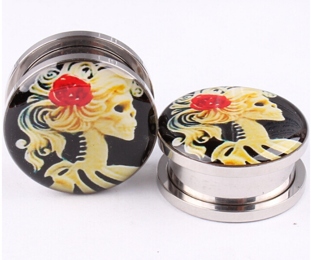 2pc beautiful girl ear expansion navel ring Tunnel Stretcher Ear Stretching navel Button Ring Body