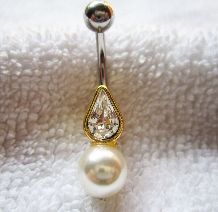 Navel Rings Clear Body Surgical Piercing Jewelry Steel Navel Ring Belly Button