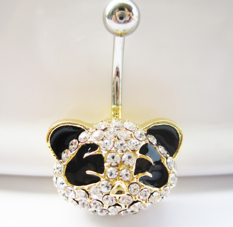 panda Navel Rings Clear Body Surgical Piercing Jewelry