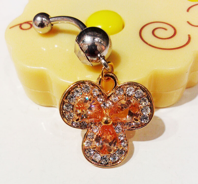 cool clover Navel Rings Clear Body Surgical Piercing Jewelry