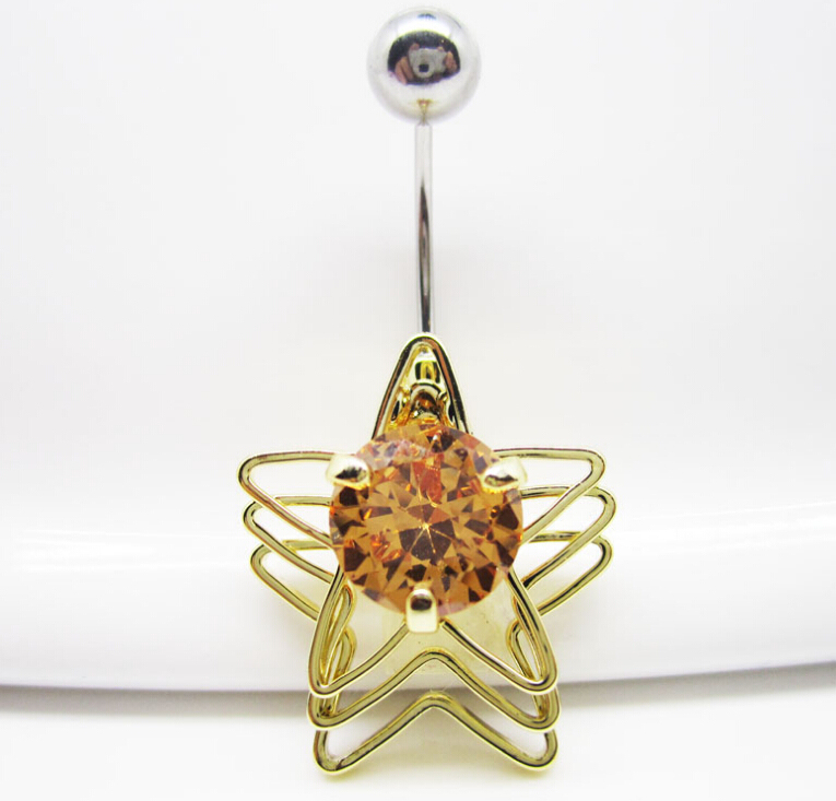 Double pentagram Navel Rings Clear Body Surgical Piercing Jewelry