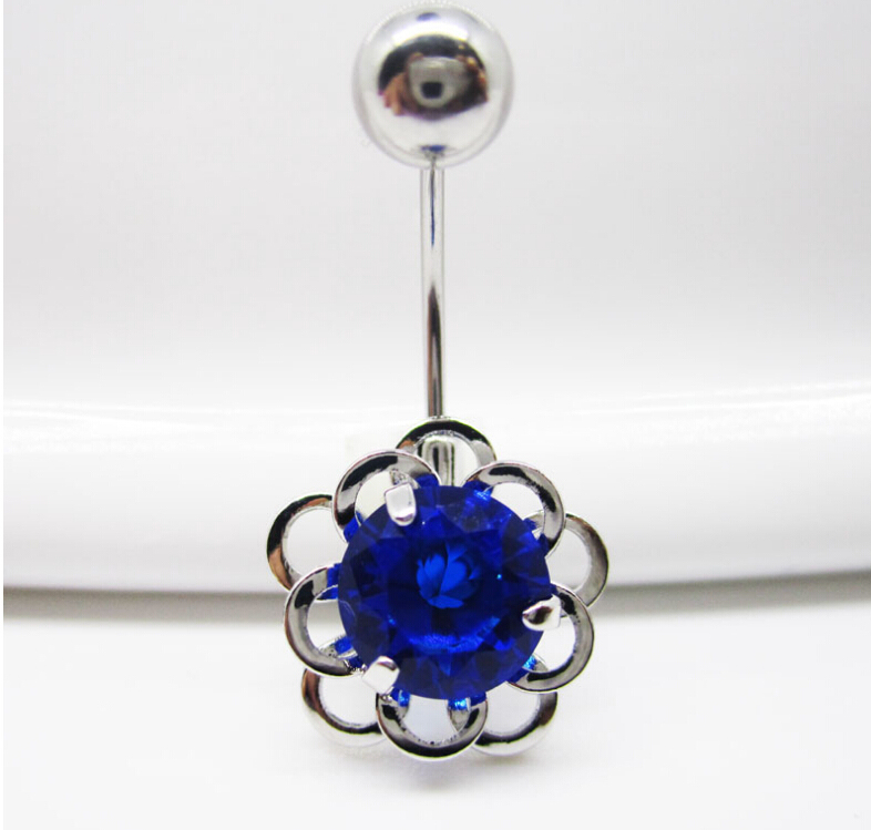 Flower Navel Rings Clear Body Surgical Piercing Jewelry
