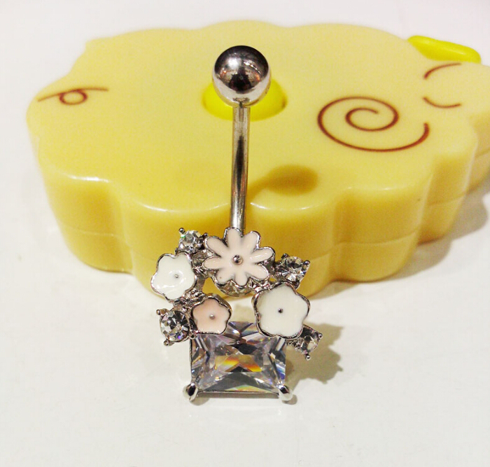 broken flower Navel Rings Clear Body Surgical Piercing Jewelry