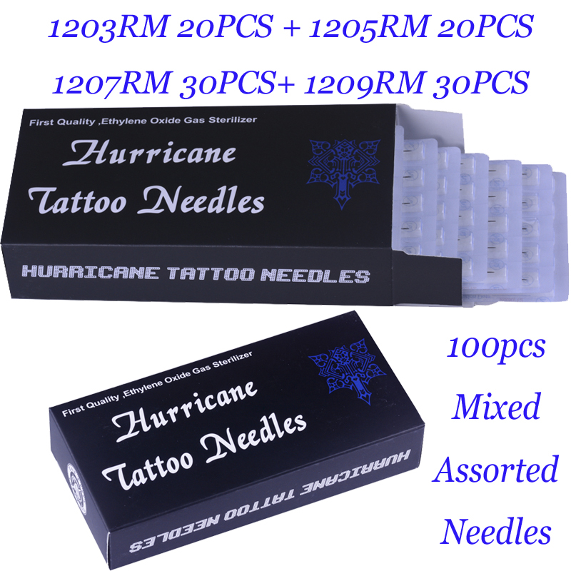 100Pcs Mixed size Hurricane tattoo needle 3RM/5RM 20pcs of each, 7RM/9RM 30pcs of each