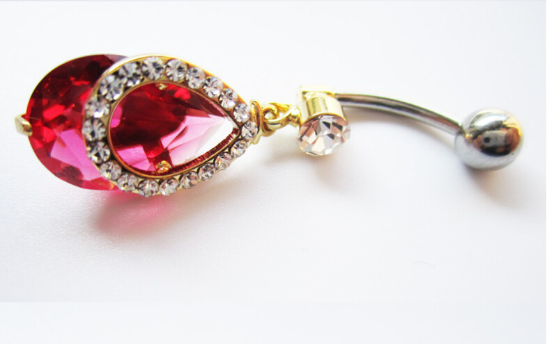 pretty Drops of water Navel Rings Clear Body Surgical Piercing Jewelry