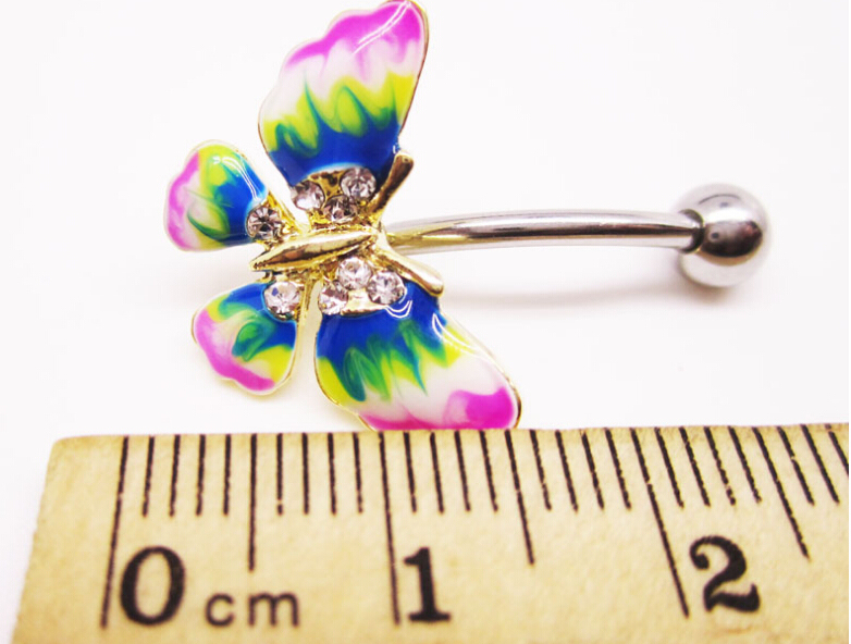 Sweet butterfly Navel Rings Clear Body Surgical Piercing Jewelry