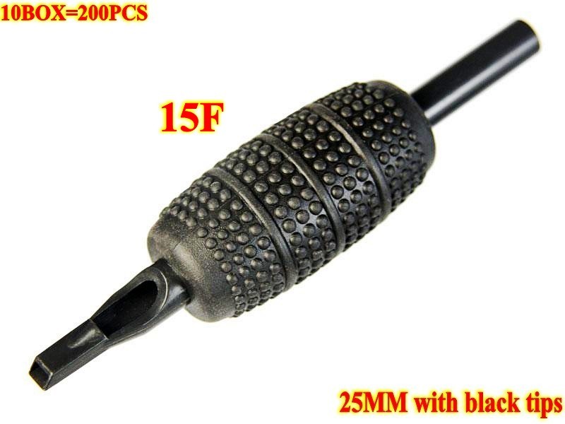 200pcs 25mm 15F Spotted Leopards Disposable ABS Grip with black tip