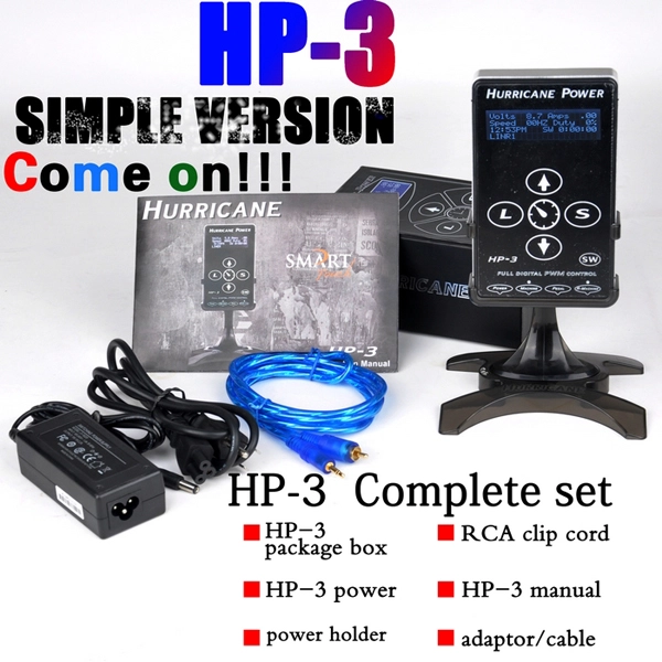 Hot sale hurricane HP-3 tattoo power supply simple versions touch panel