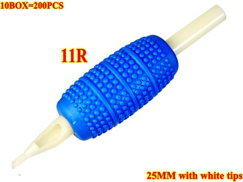 200pcs 11R  25mm Spotted Leopards Disposable ABS Grip with white tip