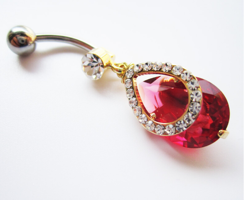 pretty Drops of water Navel Rings Clear Body Surgical Piercing Jewelry