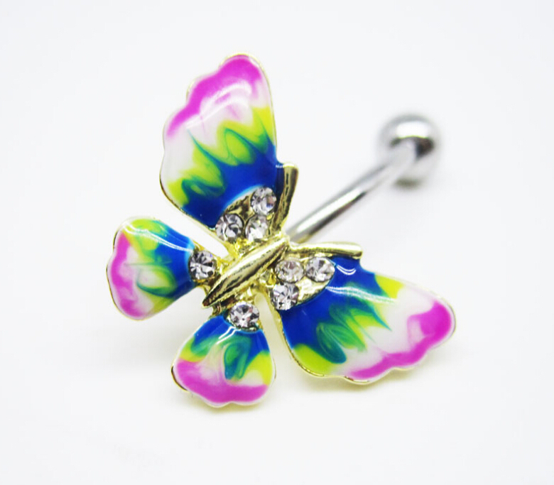 Sweet butterfly Navel Rings Clear Body Surgical Piercing Jewelry