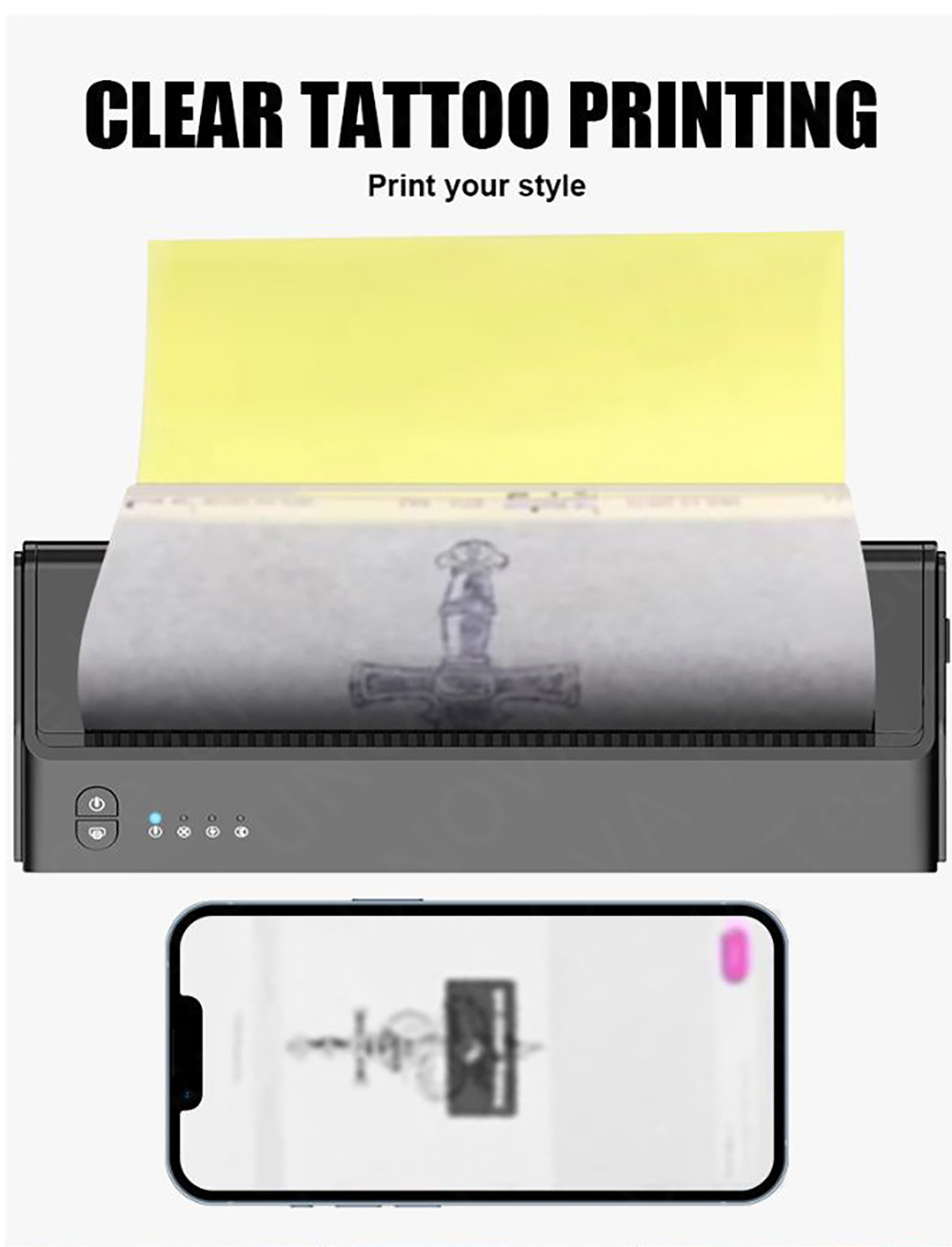 DNEI Tattoo Printer Machine, Wireless 1200mAh Tattoo Transfer Machine Mini  USB Interface for Tattoo Artists for Shop (White) : Amazon.in: Beauty