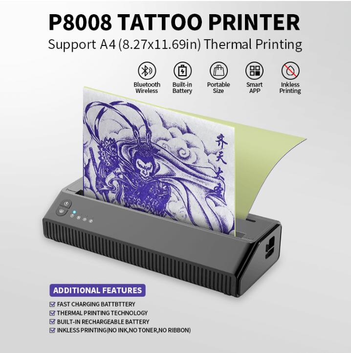 Wireless Portable A4 Size Thermal Tattoo Transfer Machine Tattoo