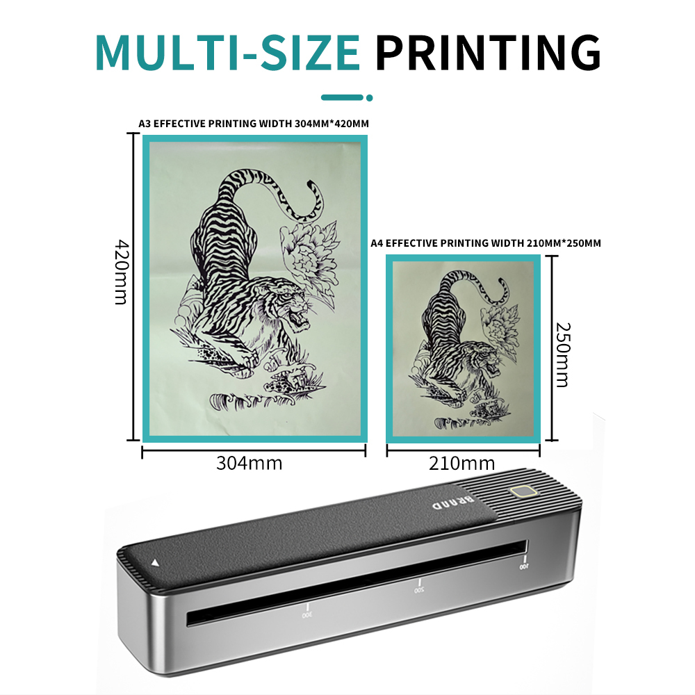A3 Size Portable Bluetooth Mobile Tattoo Transfer Machine Thermal Tattoo Stencil Printer