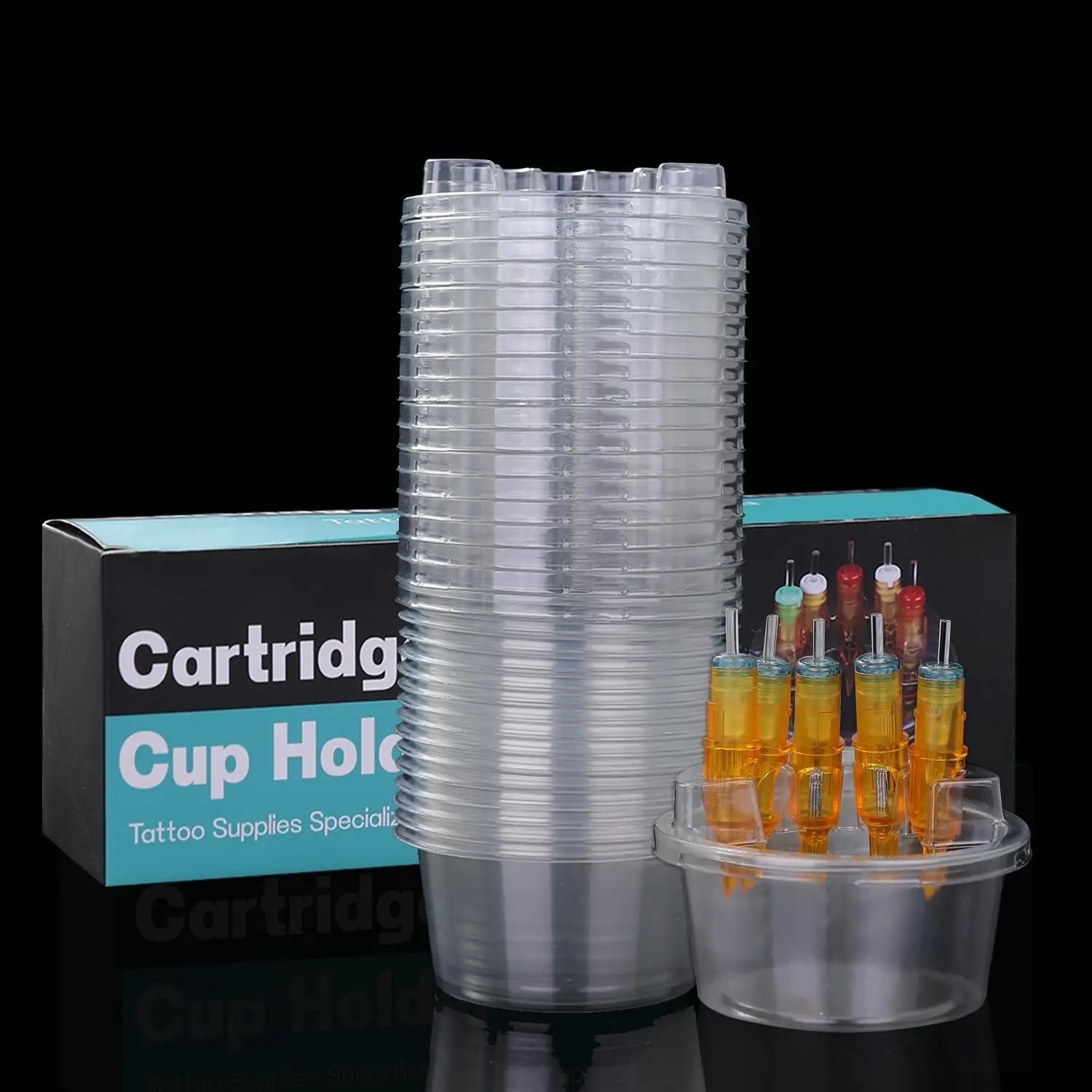 20pcs/box Tattoo Cartridge Needles Cup Holder Plastic Tray
