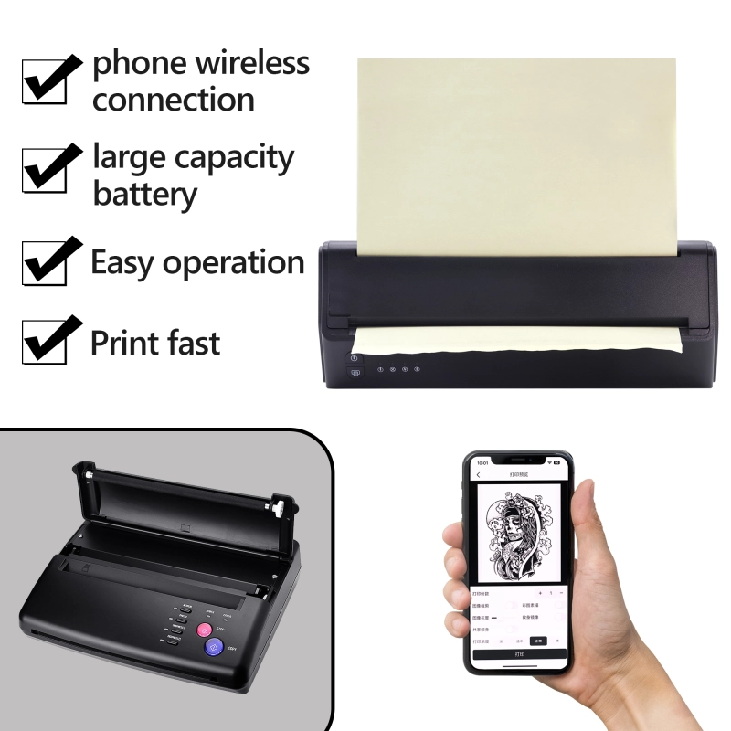 Tattoo Printer Tattoo Transfer Printer Machine Thermal Stencil Copier Printer Special Wing Design Professional Tattoo Thermal Transfer Machine for Tattoo Supplies Tool
