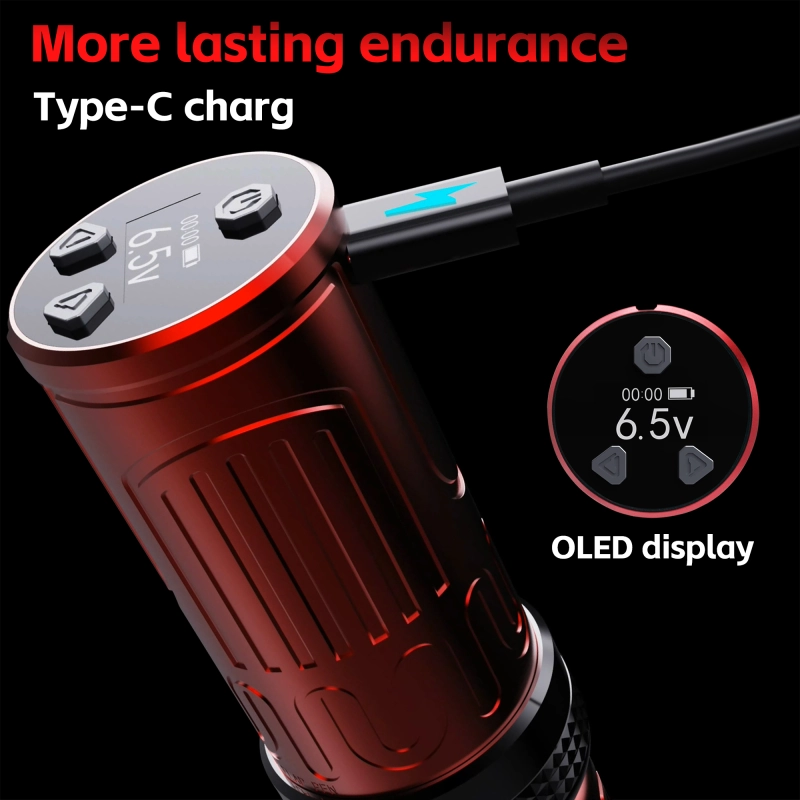 MO Armor Wireless Tattoo Pen Machine Professional Stroke Adjustable Tattoo Machine Set Wireless Power Supplies RCA Interface Rotary Tattoo Pen Kit Makeup Tattoo Equipment
