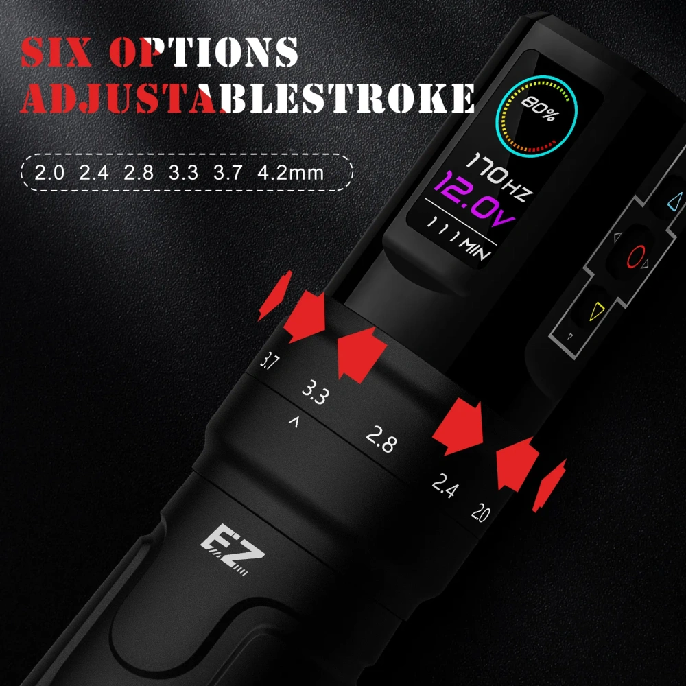 EZ P3 Pro Wireless Tattoo Pen Machine(Dual Battery) Color Screen Adjustable Strokes Length Coreless Motor With RCA/Wireless Model Rotary Tattoo Machine Pen Tattoo Supplies