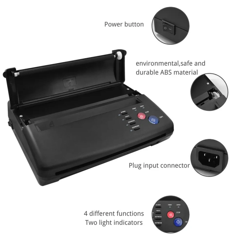 Tattoo Printer Tattoo Transfer Printer Machine Thermal Stencil Copier Printer Special Wing Design Professional Tattoo Thermal Transfer Machine for Tattoo Supplies Tool