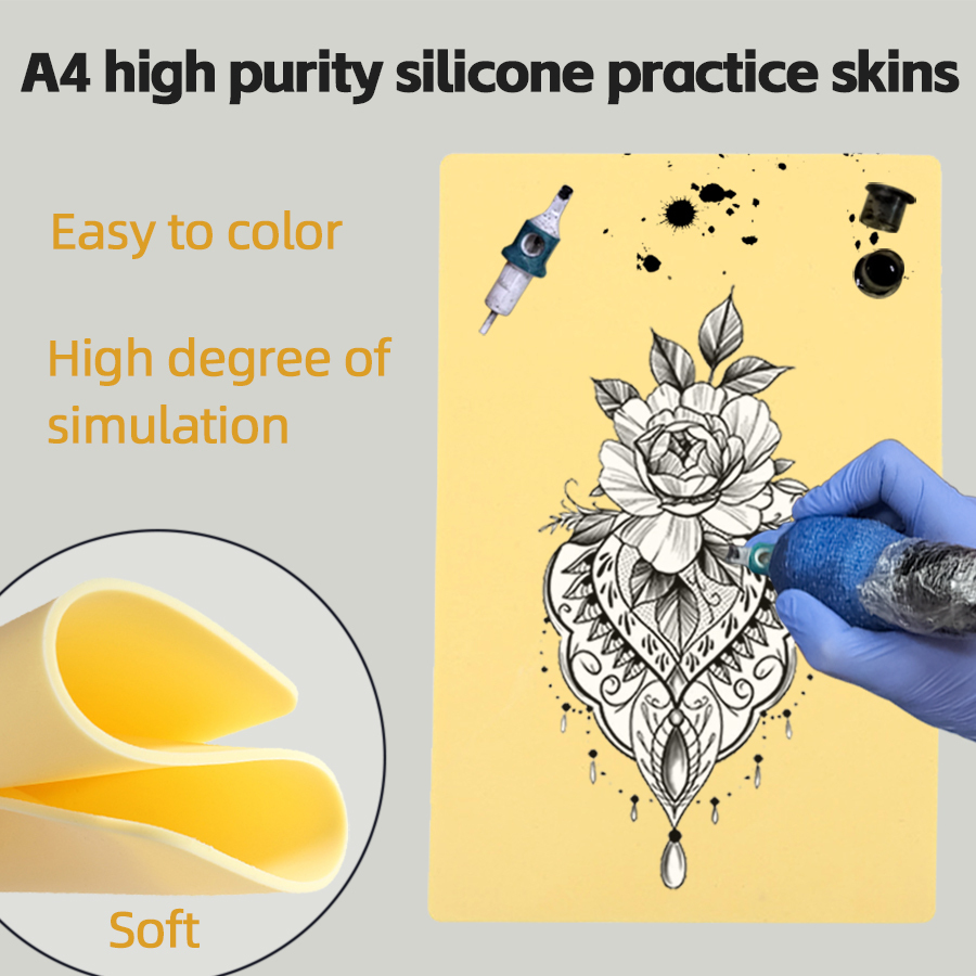 200*300*3.0MM Silicone Tattoo Practice Skin Double-side Available Regular Blank Imitation Skin Color Tattoo Makeup Training Skintific Skincare Made for PMU/Tattoo Artists