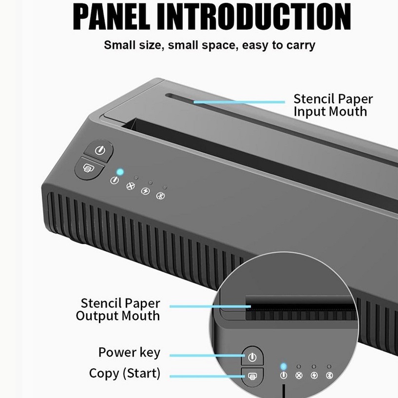 Wireless Bluetooth Connection Tattoo Printer Tattoo Stencil Transfer Printer Machine Portable Thermal Stencil Maker Line Photo Drawing Printing Copier Tattoo Supply