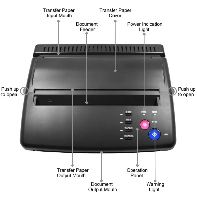 Tattoo Printer Tattoo Transfer Printer Machine Thermal Stencil Copier Printer Special Wing Design Professional Tattoo Thermal Transfer Machine for Tattoo Supplies Tool