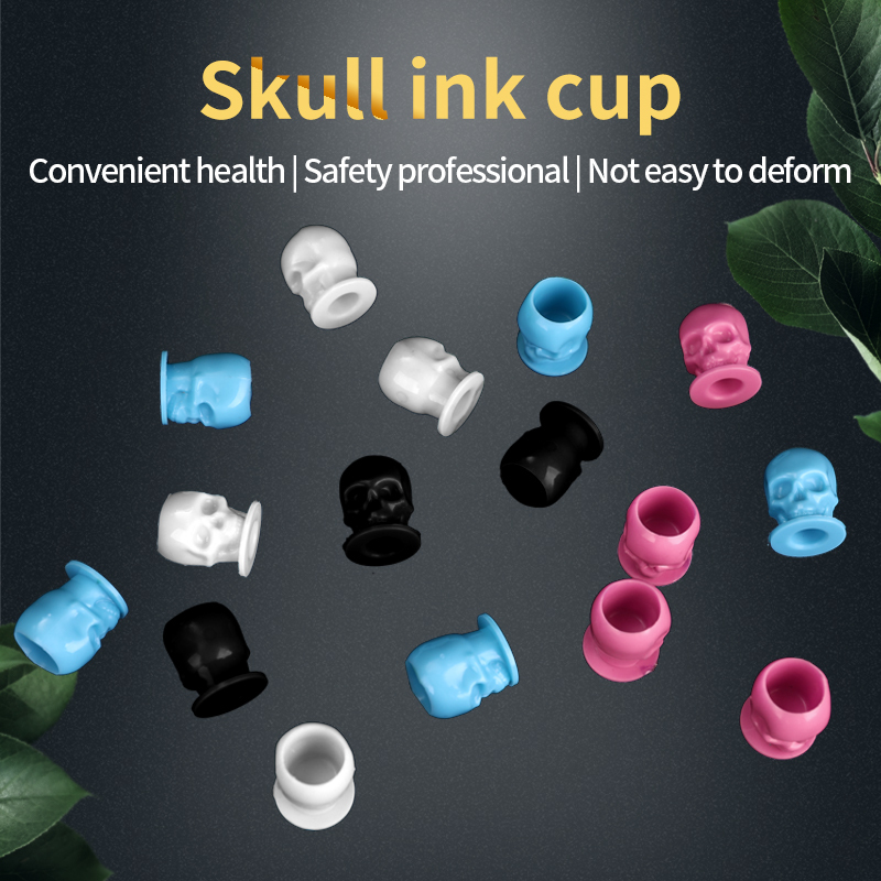 Disposable 200PCS Tattoo Skull Ink Cup Pigment Holder For Permanent Makeup Tattoo