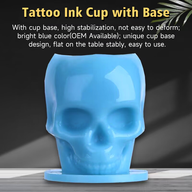 Disposable 200PCS Tattoo Skull Ink Cup Pigment Holder For Permanent Makeup Tattoo