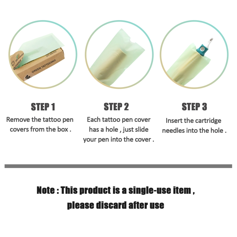 200pcs/box MO Biodegradable Tattoo Pen Machine Sleeves Eco-friendly Degradable Pen Machine Cover Sheet Tattoo machine Sleeves Skintific Skincare Tattoo Accessories