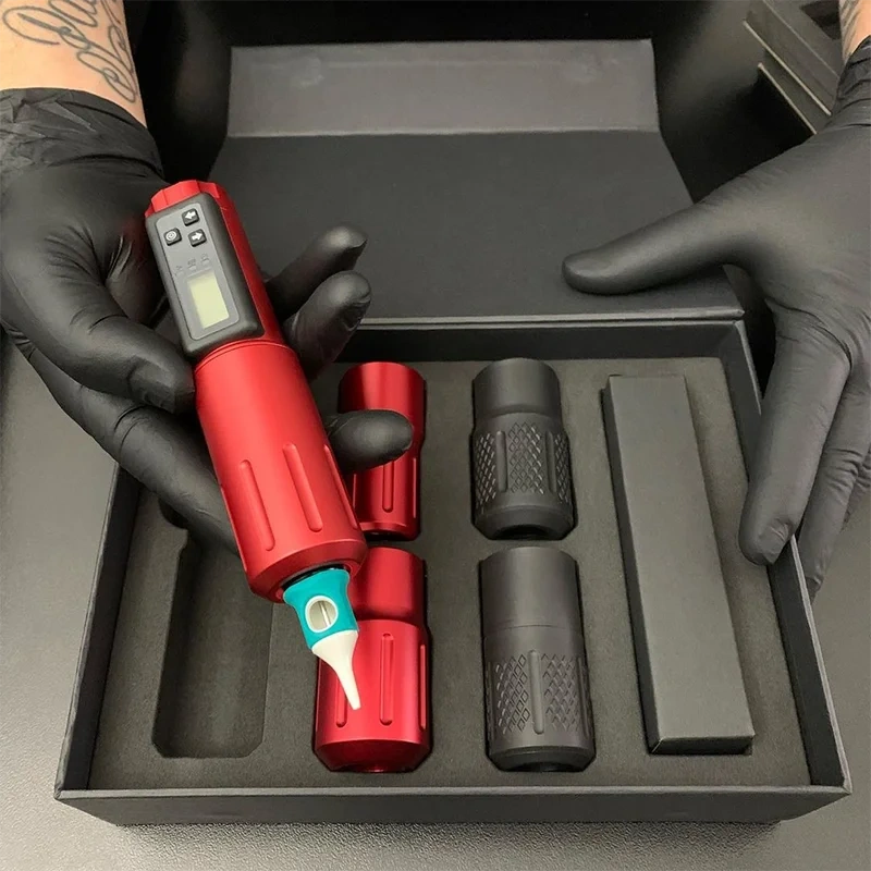 LCD Digital Tattoo Pen Machine 2000mAh Wireless Battery 5 Grips High Capacity Battery 7 Colors Available Body Art Tattoo Machine Made for Tattoo Artists