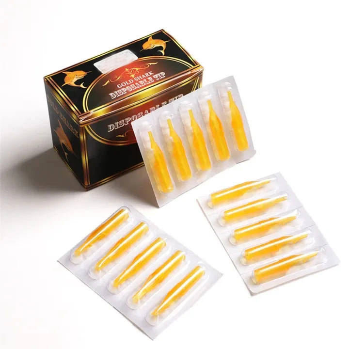 Gold Shark Tattoo Disposable Tips 50pcs/box for Tattoo Needle Tube Tattoo Tip Compatible with All Common Tattoo Needles Tattoo Machines
