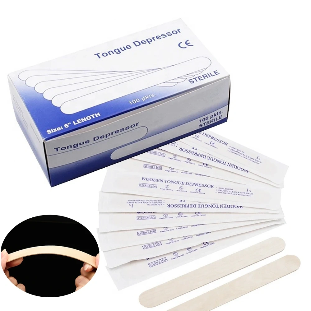 Disposable Wooden Tongue Depressor Tattoo Tongue Depressor/Waxing Spatula/Wooden Stick Individually Packing Tattoo Accessories