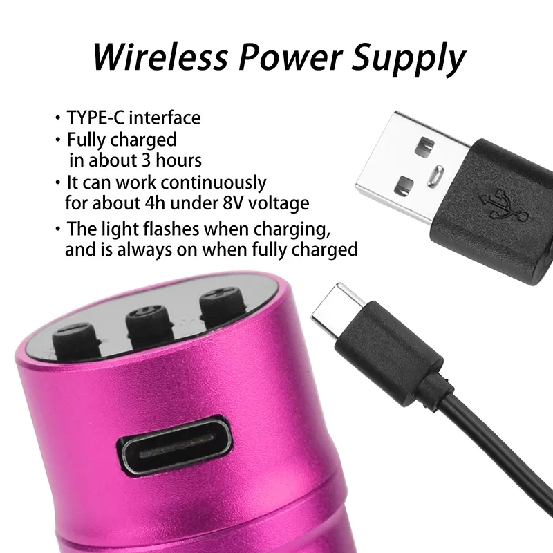 1100mAh Wireless Digital LED Display Tattoo Power Supply RCA Connector Powering For Tattoo Machine Wireless Tattoo Pen Rechargeable Battery Permanent Makeup Accessories