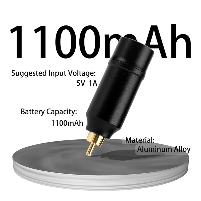 1100mAh Wireless Digital LED Display Tattoo Power Supply RCA Connector Powering For Tattoo Machine Wireless Tattoo Pen Rechargeable Battery Permanent Makeup Accessories