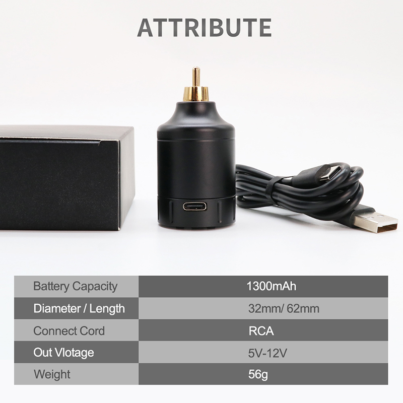 Mini Wireless Digital Tattoo Power Supply 1300mAh RCA Power For Tattoo Machine Wireless Tattoo Pen Rechargeable Battery Permanent Makeup Accessories