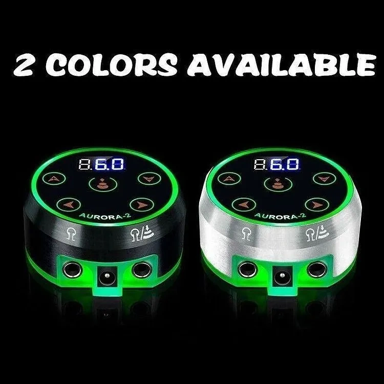 AURORA-2 LCD Tattoo Full Touch Screen Power Supply Six Colors Change With Voltage Liner and Shader 2 models Switch LCD display For Rotary Tattoo Pen Machine Tattoo Artist Tools