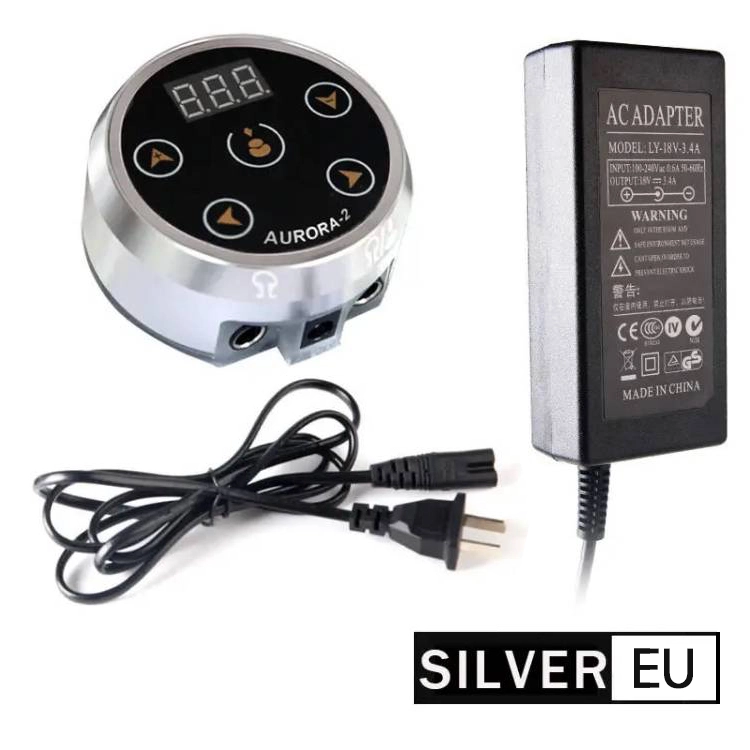 AURORA-2 LCD Tattoo Full Touch Screen Power Supply Six Colors Change With Voltage Liner and Shader 2 models Switch LCD display For Rotary Tattoo Pen Machine Tattoo Artist Tools