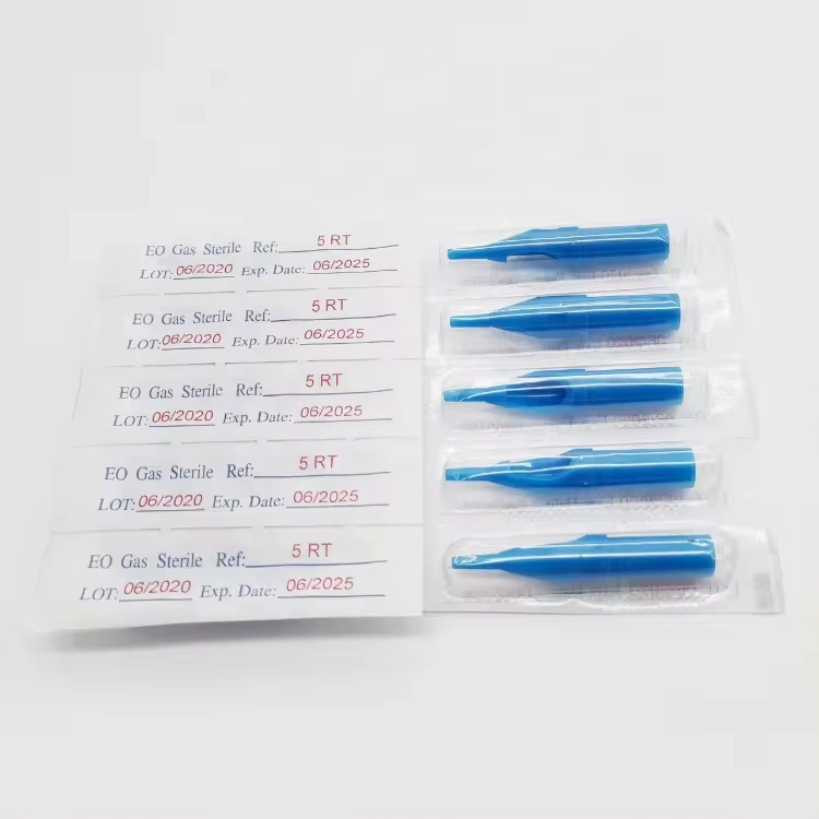 50pcs/box Hurricane Sterilized Tips Blue 50MM With Grip Stop Sterilized for Tattoo Needle Tube Tattoo Tip Compatible with All Common Tattoo Needles Tattoo Machines